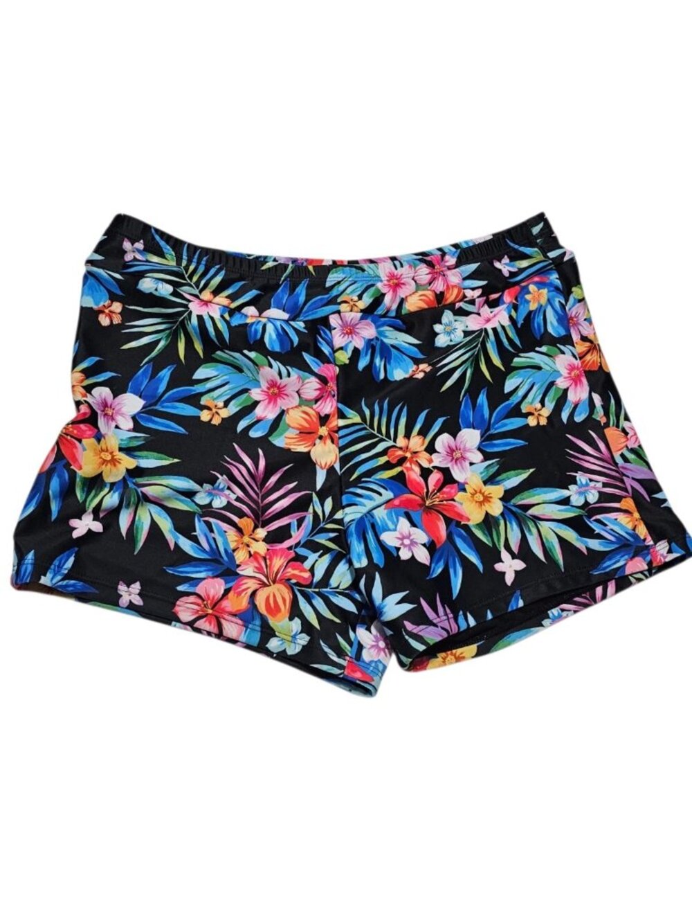 Talisea Bikini Tankini Swim Short Swimsuit Bottoms L Black Floral Beach